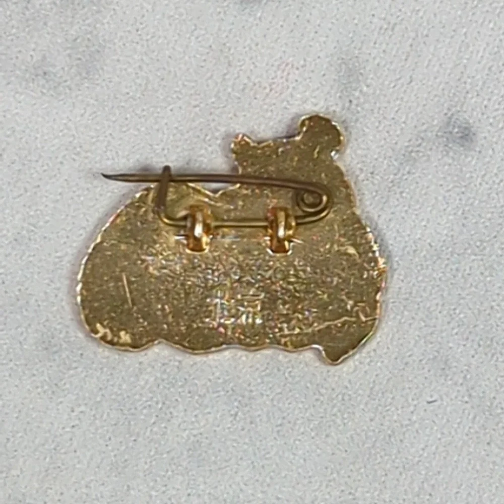 Vintage Panda Bear Lapel Hat Pin Brooch Enamel Gold‎ Tone